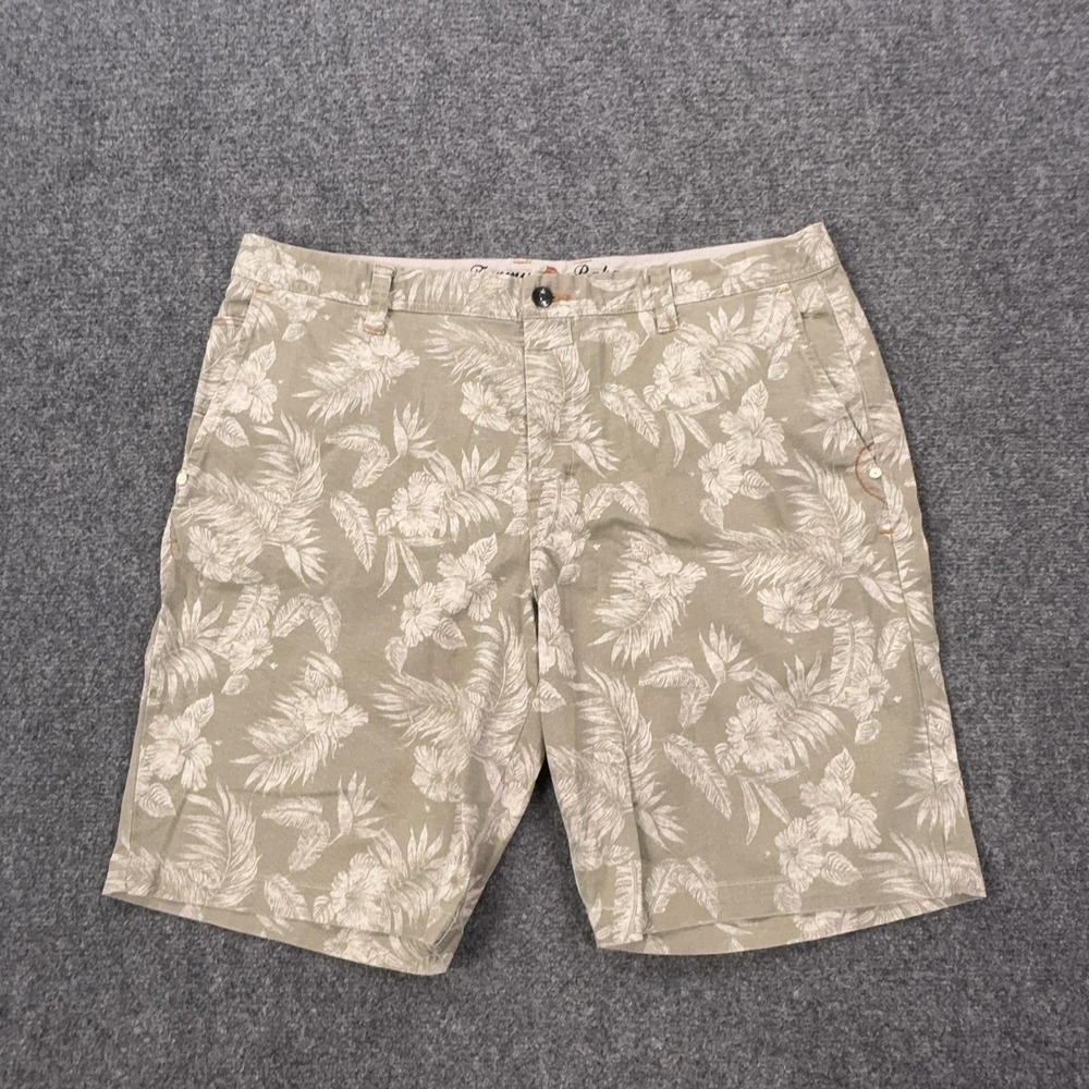 Tommy Bahama‎ Shorts Mens 40 Beige Floral Cotton Stretch Chino 11 Inseam Casual